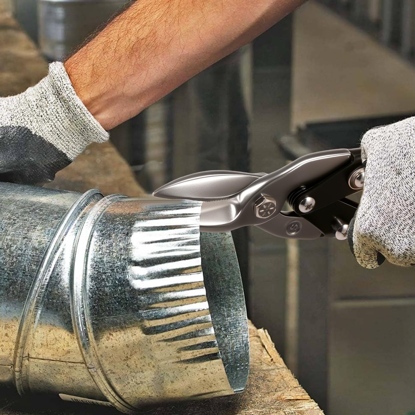 Forbici per metallo, 26 cm, in acciaio al cromo vanadio, dritte con manico antiscivolo, per cartongesso, set professionale per la produzione di carrozzeria, cartongesso, lavorazione lamiera