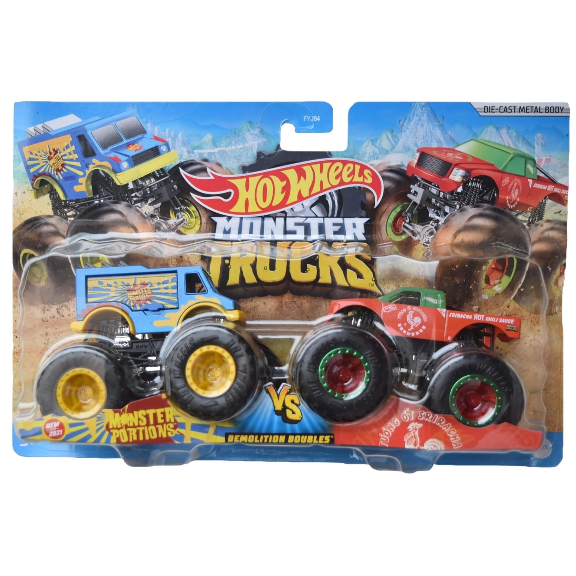 Hot Wheels Monster Trucks Demolition Doubles (Monster Portions & Sriracha - GTJ49)
