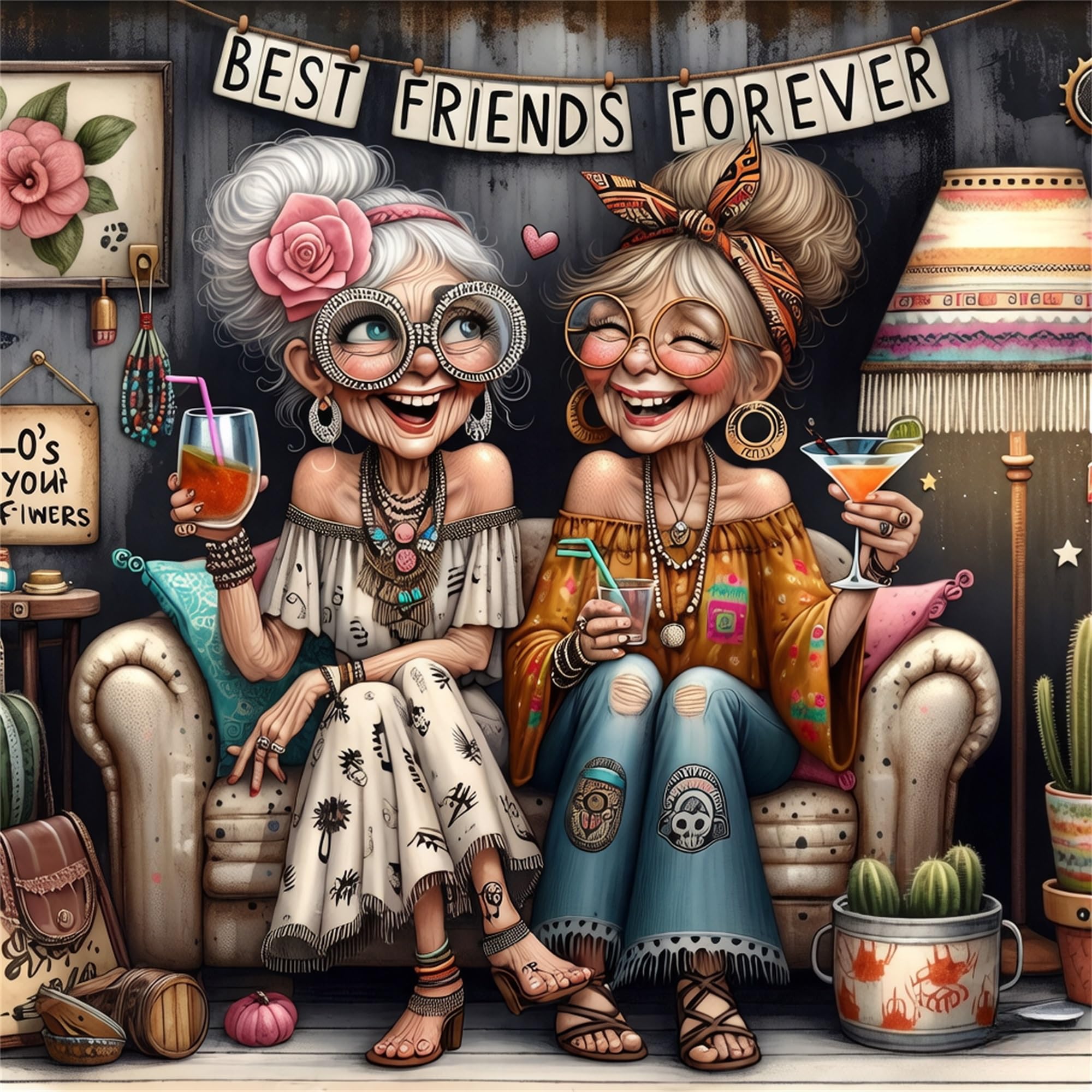 Sailmaclt Best Friends Adults Paint by Numbers,Painting by Number Kits