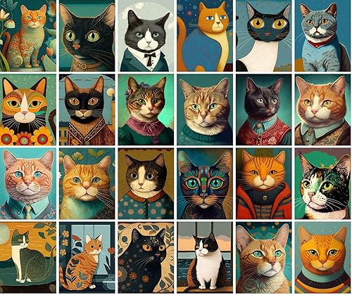 Miniatura 6 de PIXILUV Postales vintage (24 piezas de 4 x 6 pulgadas cada una) Retratos de gatos Van Gogh Noche estrellada Postales vintage Postales de libros