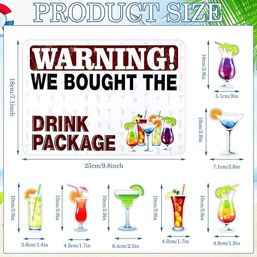 Miniatura 2 de 8 piezas de decoración para puerta de crucero, bebida tropical, precaución, puerta de crucero, letrero magnético divertido para puerta de crucero,