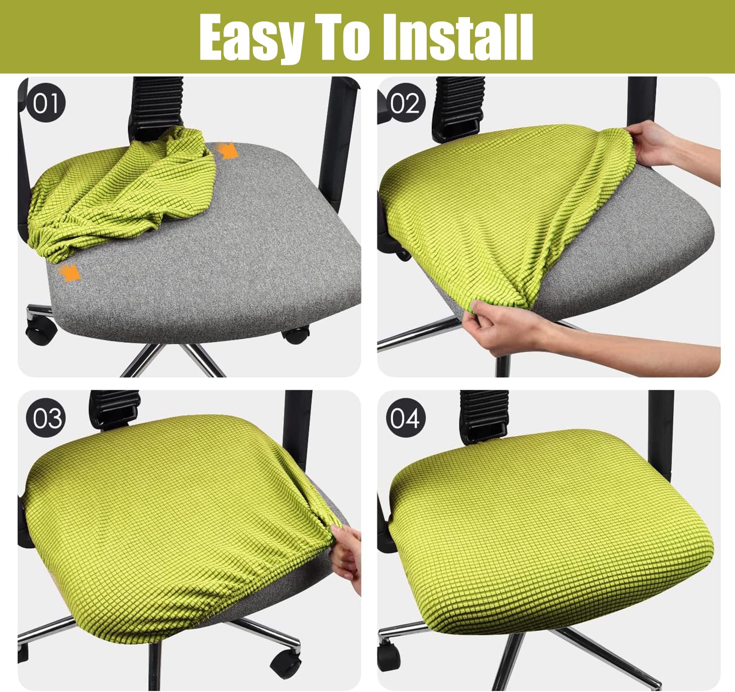 Fodera elastica universale per sedia da ufficio, protezione elastica in spandex per sedie da computer rotanti, verde, adatta alla maggior parte delle dimensioni, per uso domestico e ufficio