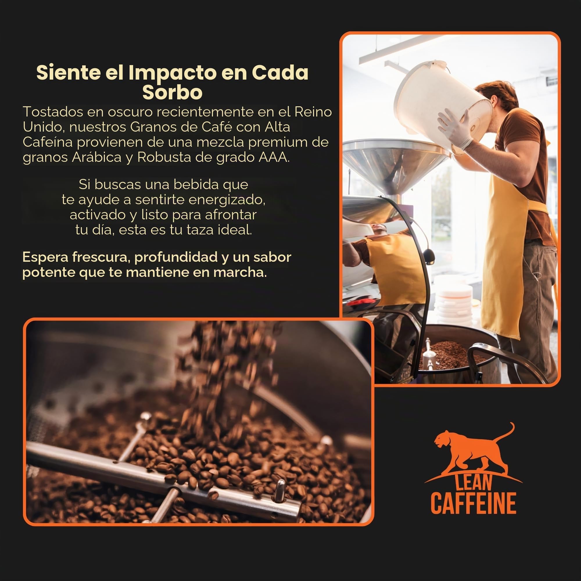Lean Caffeine Caffè ad Alta Caffeina 908g | Café Bulletproof Súper Limpio de Micotoxinas, Pesticidas y Metales Pesados | Granos de Café Fuertes sin Acidez, los Más Limpios y Fuertes del Reino Unido | Lean Caffeine Granos de café, 908 g, alta cafeína Bulle