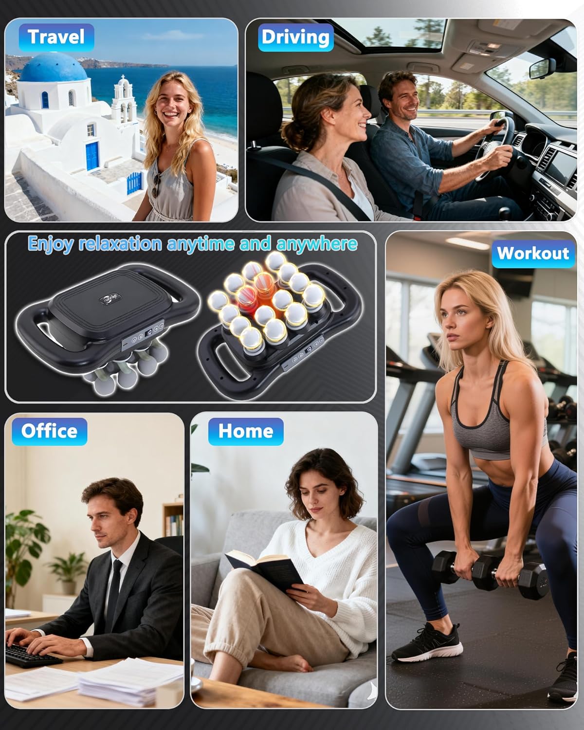 16-Head Massage Gun, Deep Tissue Percussion Massager with 9 Modes & 9 Intensities, 2600mAh Battery Back Bassager for Pain Relief Deep Tissue for Muscle Pain Relief in Back, Legs, Shoulders - Image 8