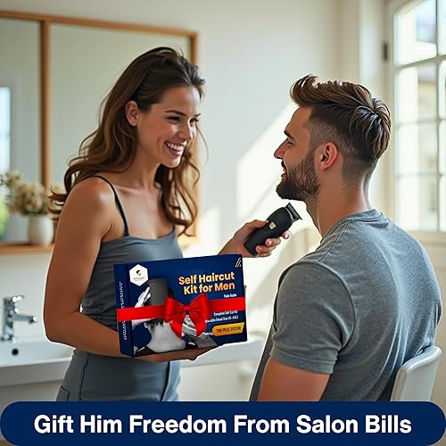 Miniatura 5 de Kit de corte de pelo automático para hombres  Guía de corte automático de 2 piezas para hombres plantilla de afeitado de escote y guía de