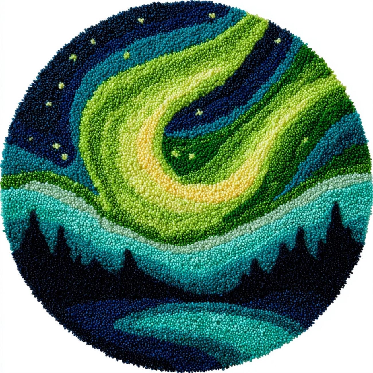 Kitquiver Rug Making Kit for Adults Fantasy Aurora 60x60cm