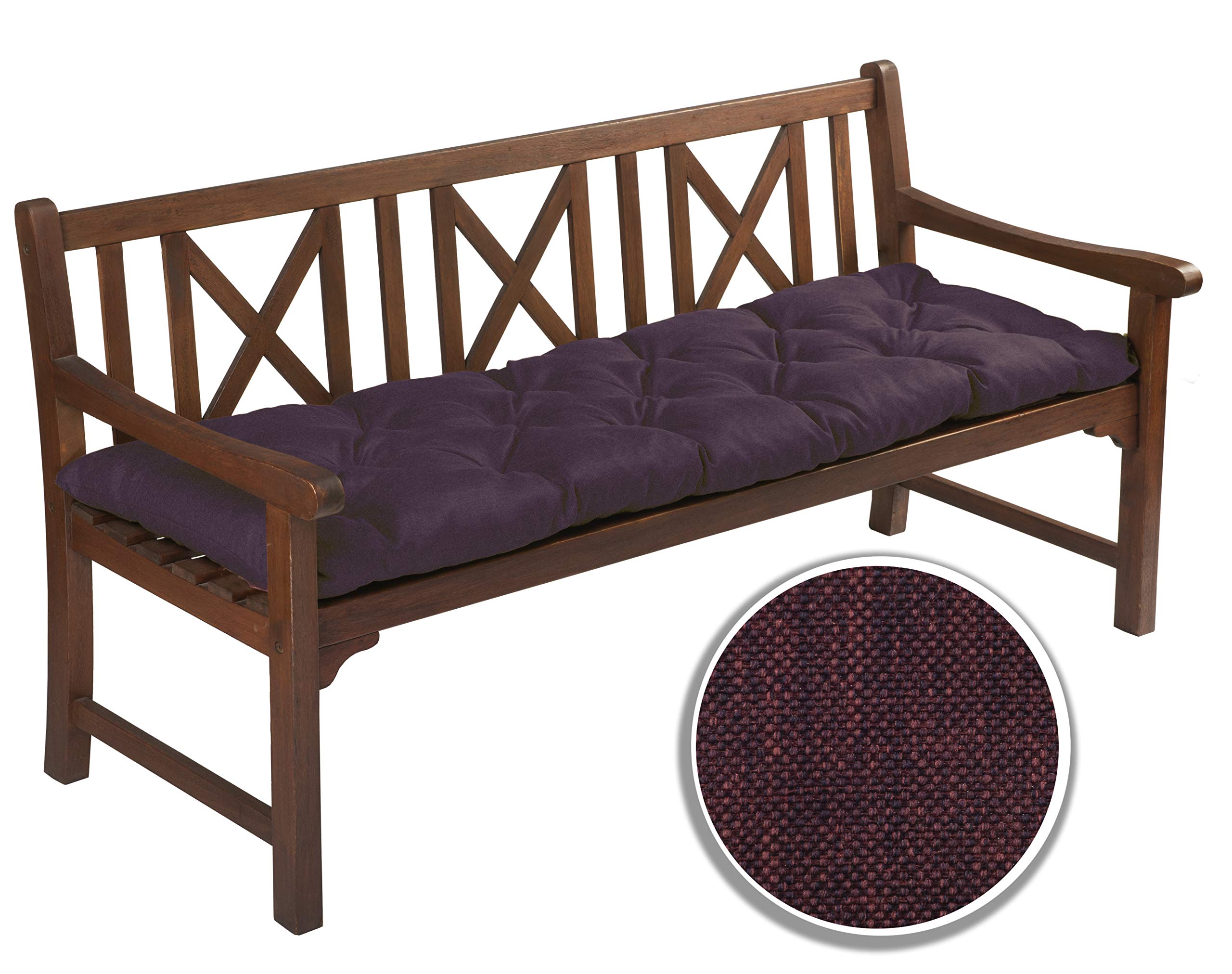sunnypillow Coussin pour Banc de Jardin 160 x 50 cm - Matelas Exterieur, Interieur - Coussins Assise Balancoire - Confortable Coussins de Meubles pour Terrasse, Balcon, Banquette - Violet