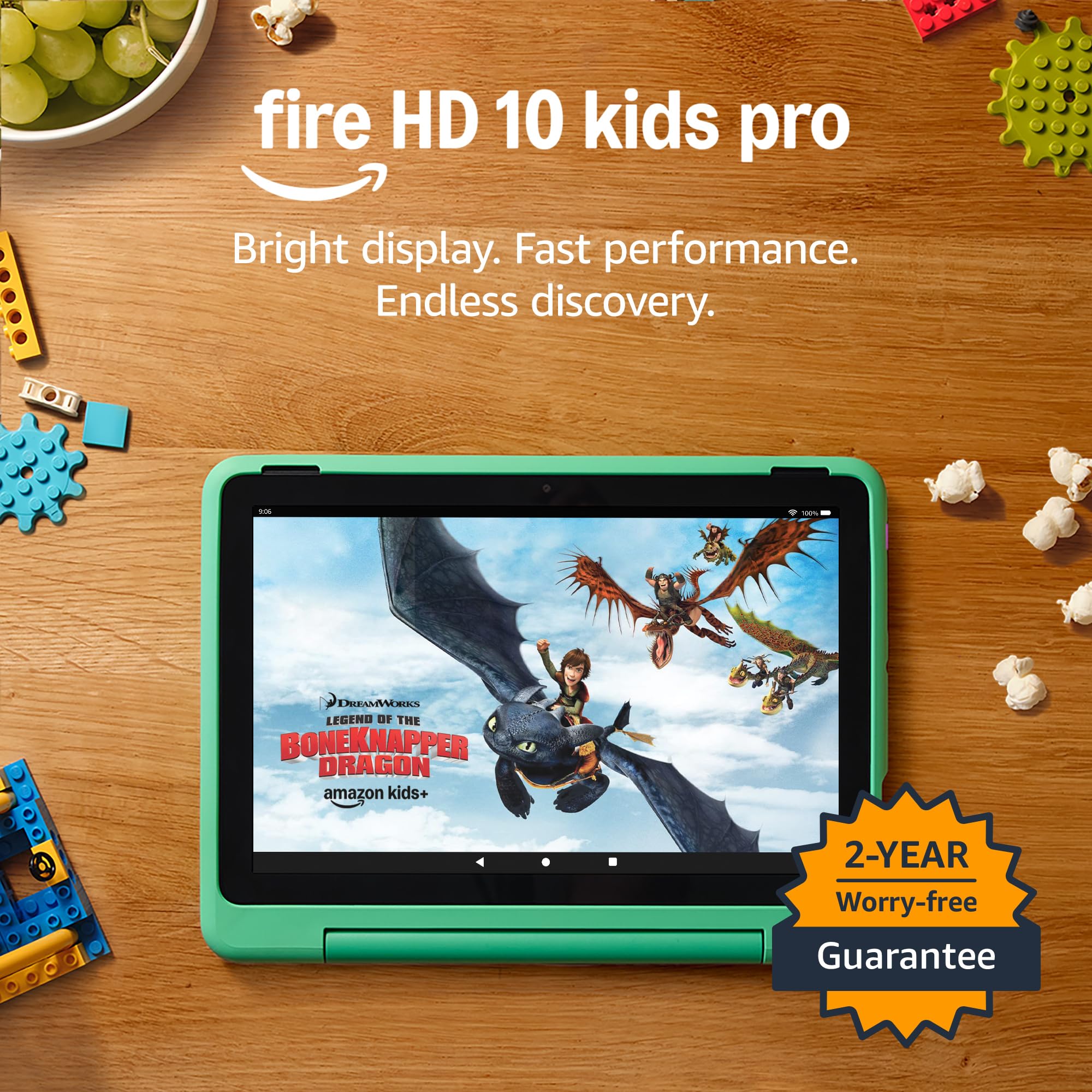 Fire HD 10 Kids Pro tablet (newest gen)| ages 6–12, long battery life, includes ads-free books, games, apps and videos that children love, 10.1" brilliant screen, parental controls, 32GB