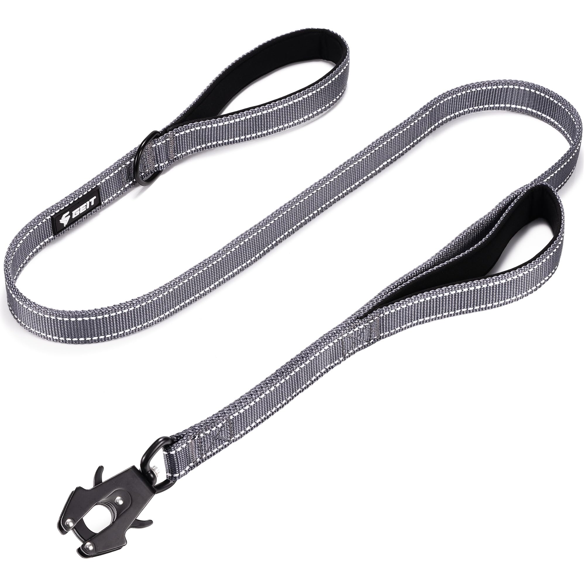 GEIT 4/5/6FT Dog Leash, Heavy Duty Dog Training Leash with Double Handles, Reflective Rope Leash with Quick Release/Locking Tactical Frog Clip for Small Medium and Large Dogs — image 1