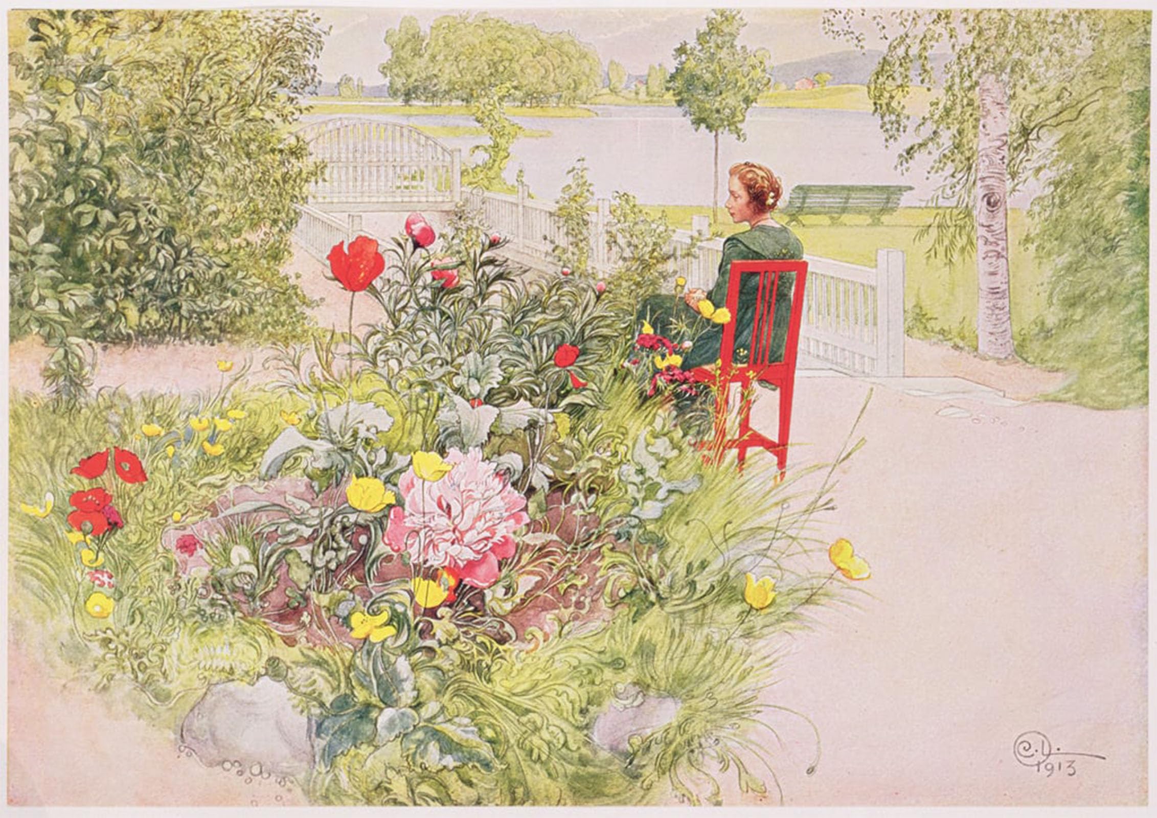 POSTERIIk Vintage Classic Picture Landscape Artwork Sundborn by Carl Larsson Portrait Canvas Painting for Office Home Decor 60x90cm