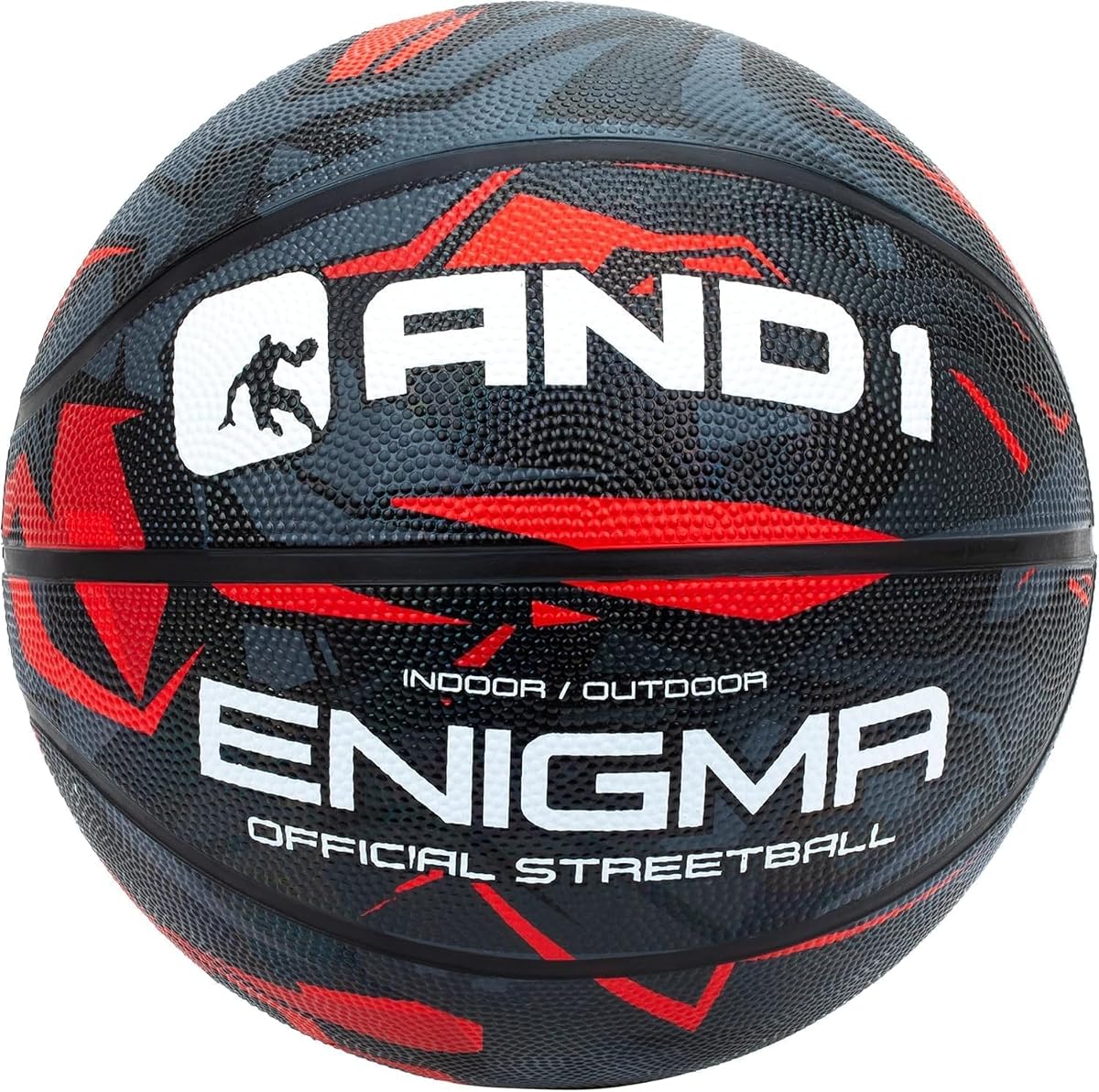 AND1 Enigma Baloncesto de goma: Reglamento oficial Tamaño 7 (29,5 pulgadas) Baloncesto callejero - Streetball de construcción de canal profundo, hecho para interiores y exteriores