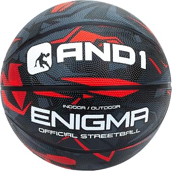 AND1 Enigma Rubber Basketball Official Regulation Size 7 29.5 inches Street Basketball - Deep Channel Construction Streetball, Made for Indoor Outdoor