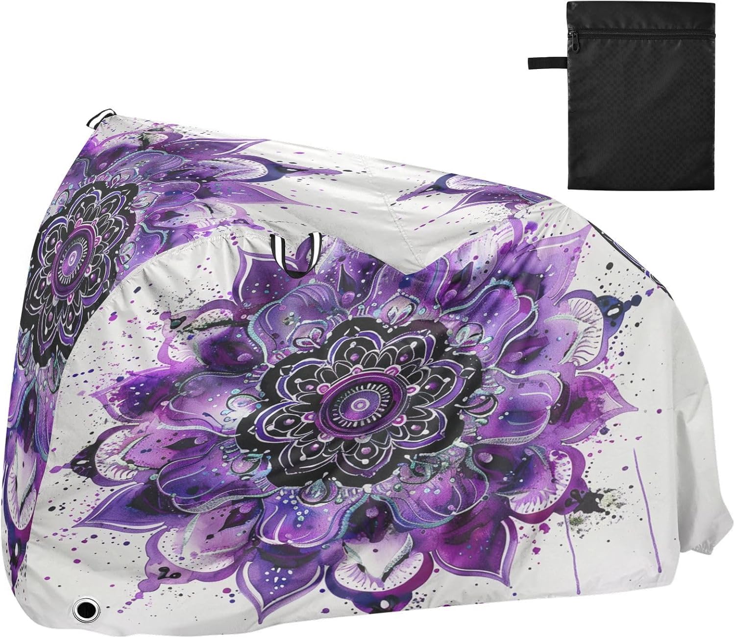 ALAZA Purple Mandala Watercolor Bike Cover Waterproof Outdoor Ebike Bicycle Covers Tarp Protection for 1/2 Bikes, Sun UV Dust Wind Proof