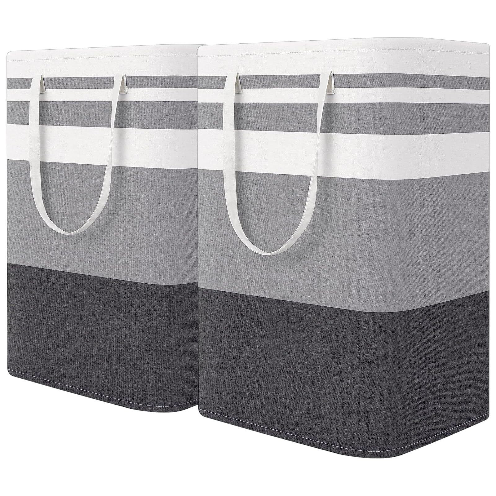 ASelected 2Pcs Large Laundry Basket 75 L Collapsible Washing Laundry Basket Hamper, Dirty Clothes Basket Laundry Bin Gradient Greyfor Clothes In The Dorm And Family