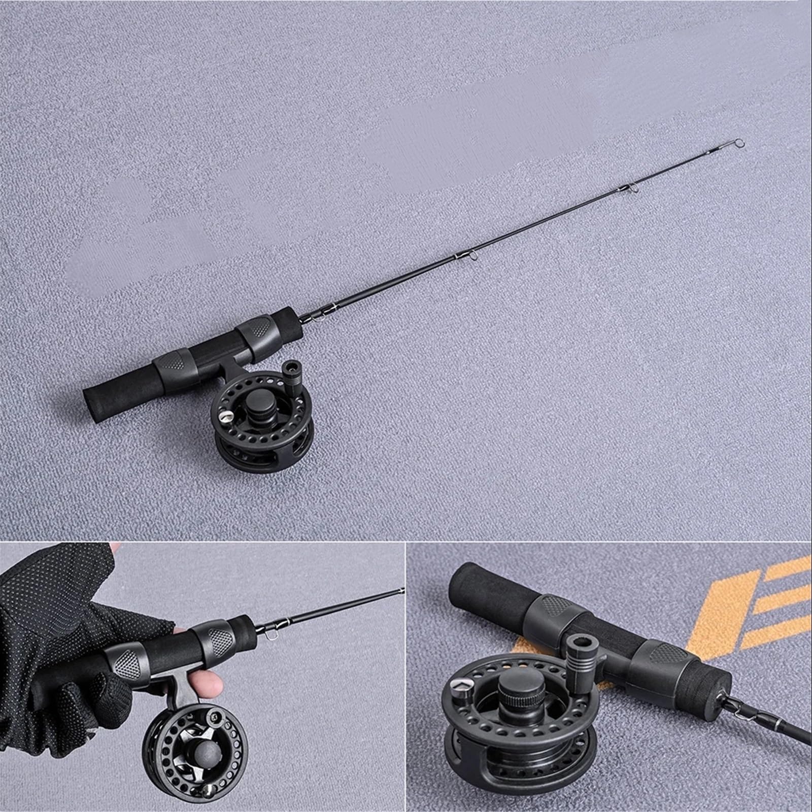 51/60/80/100 cm Winter Garnelen EIS Angelrute Tragbare Winter Angelrute Carbon Fluss Garnelen Karpfen Angelrute Rod Tackle für Angeln(Black EVA3B Round)