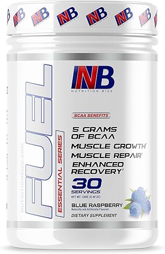NutritionBizz BCAA en polvo, 0.18 oz de aminoácidos BCAA, bebida de recuperación después del entrenamiento para construcción muscular, recuperación
