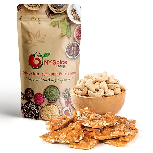 NY SPICE Anacardo quebradizo 1 libra (libra) Bocadillos de anacardo con nuez de miel y receta original ligeramente endulzada Barra energética