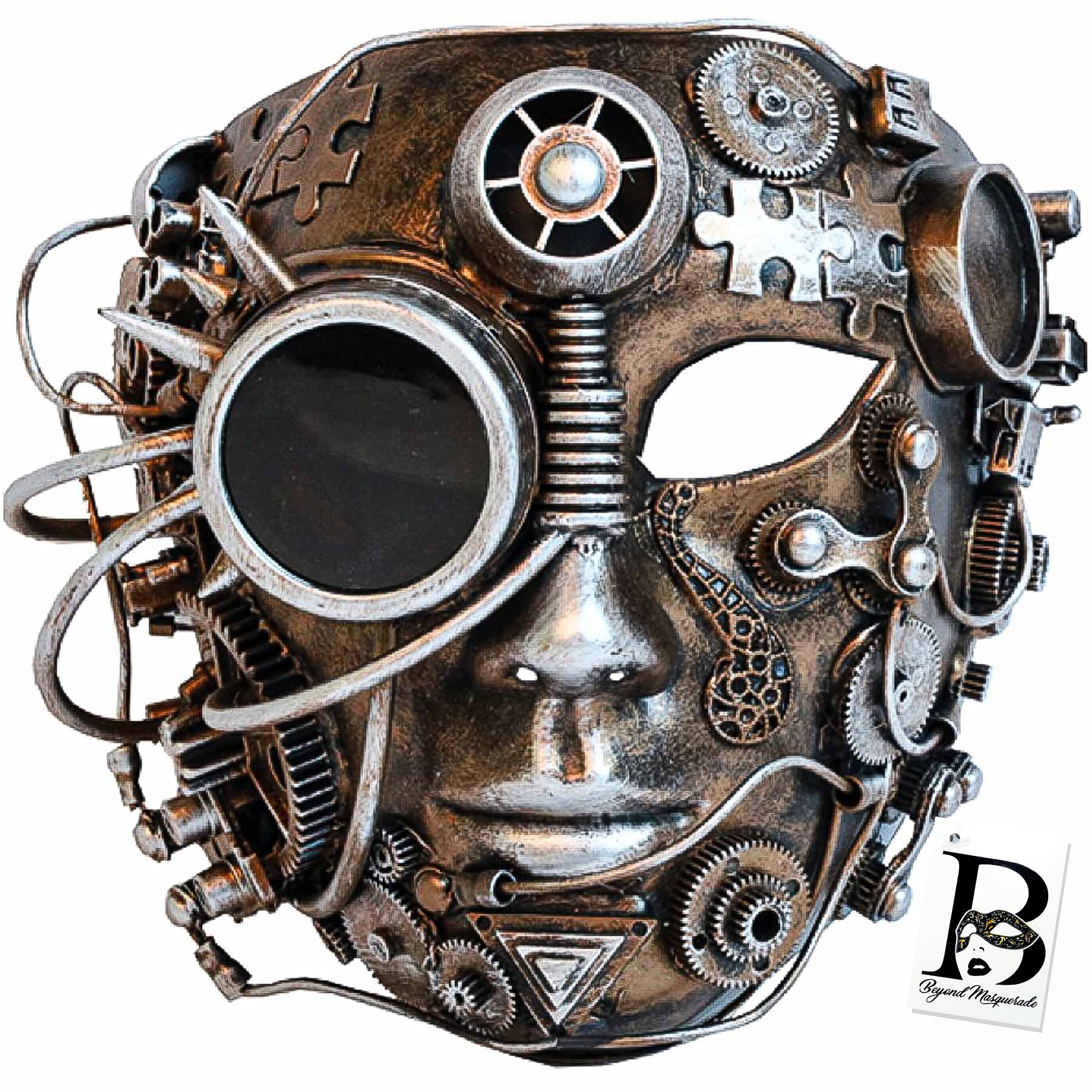 Men Steampunk Masquerade Mask Robot Face Goggle Party Mask Cosplay Halloween Mask