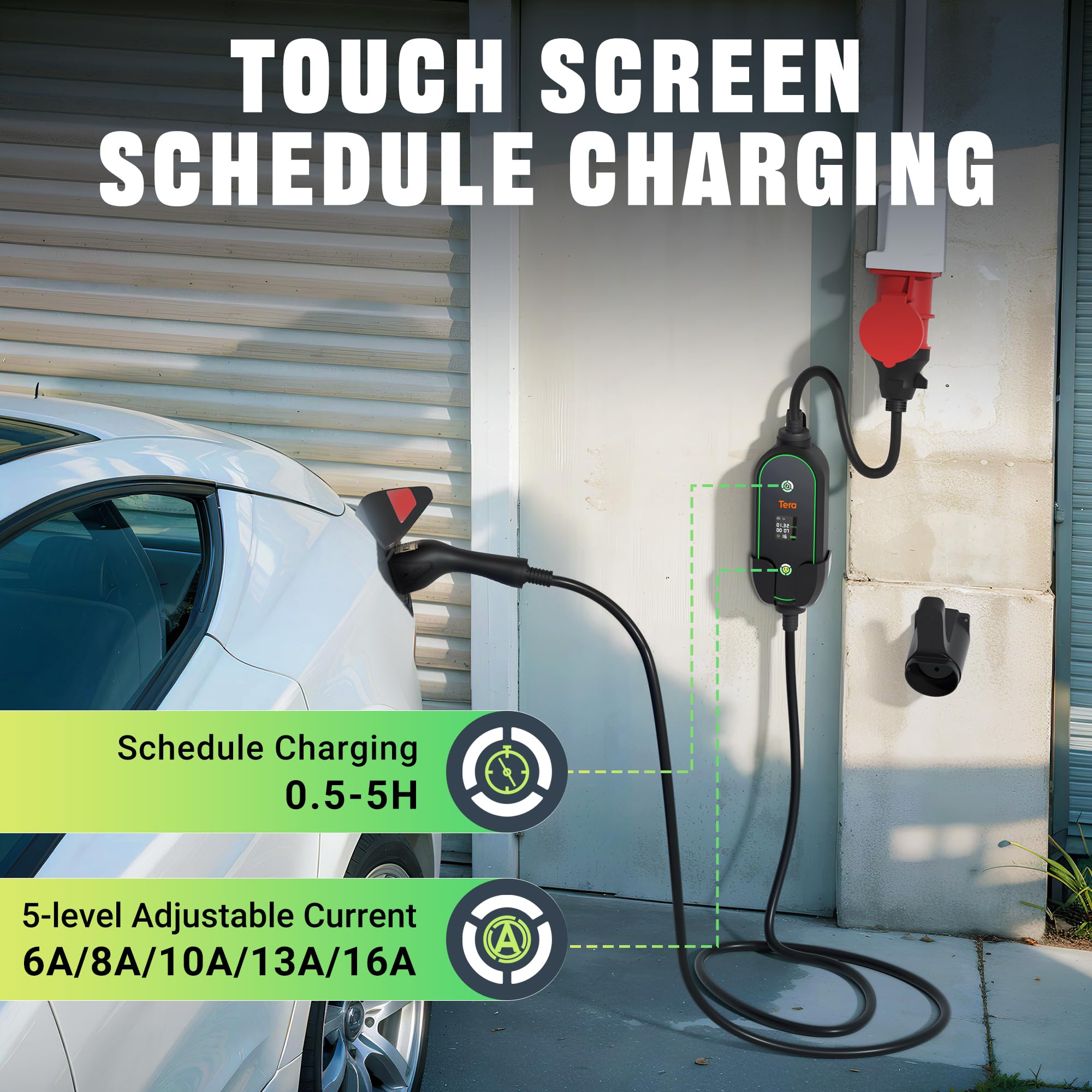 Daolar 11KW EV Charger With 5-Pins CEE Plug 16A 5m/10M Charging Cable