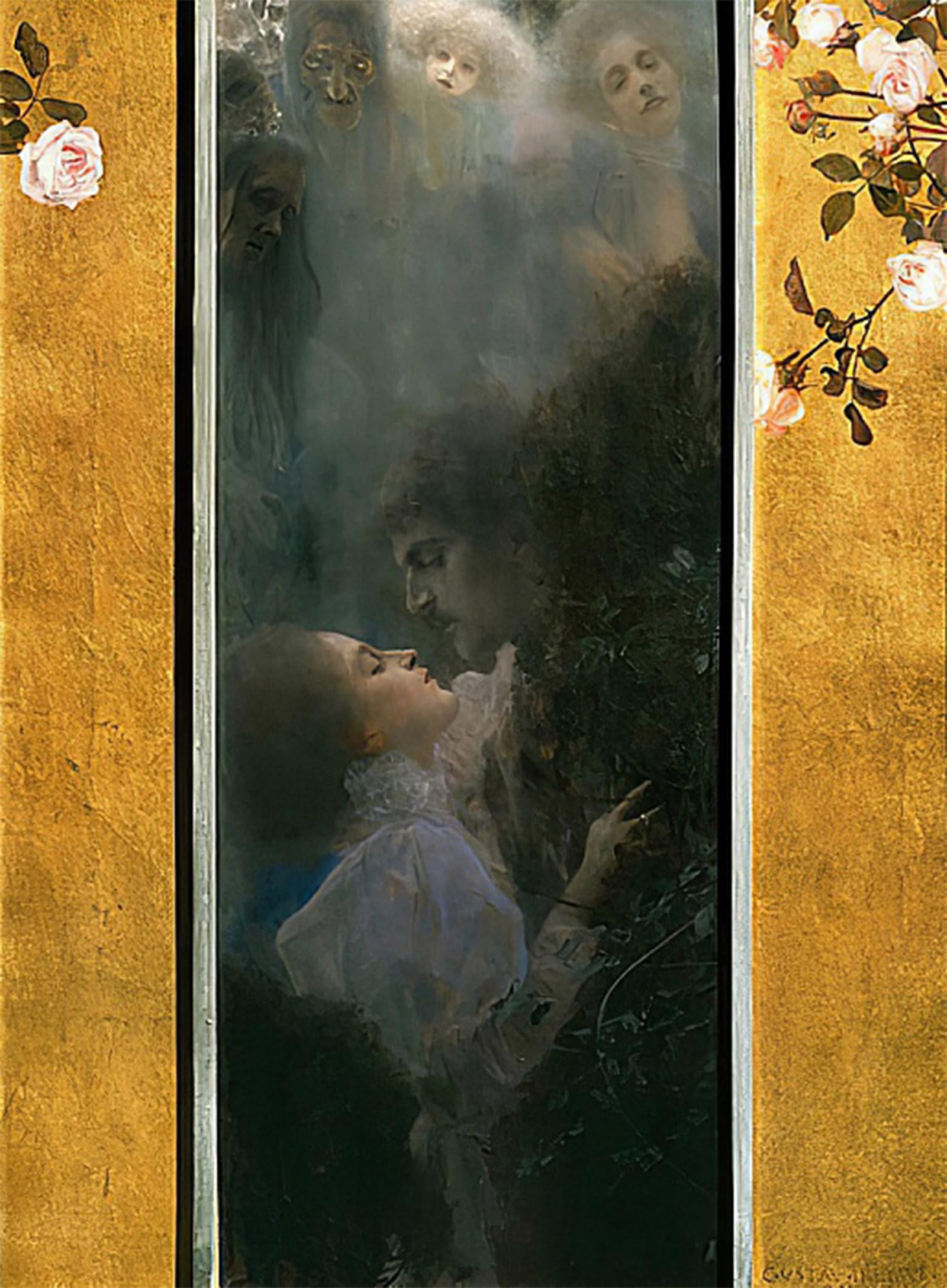 SERENDIPITP Vintage Picture Print on Canvas Wall Art Poster Liebe. by Gustav Klimt Artwork Print Poster for Wall Decor 60x90cm
