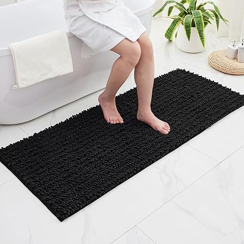 Miniatura 39 de Alfombra de baño pequeña, antideslizante, lavable, color azul marino, de 17 x 24 pulgadas, súper absorbente, suave, alfombra de baño de felpilla