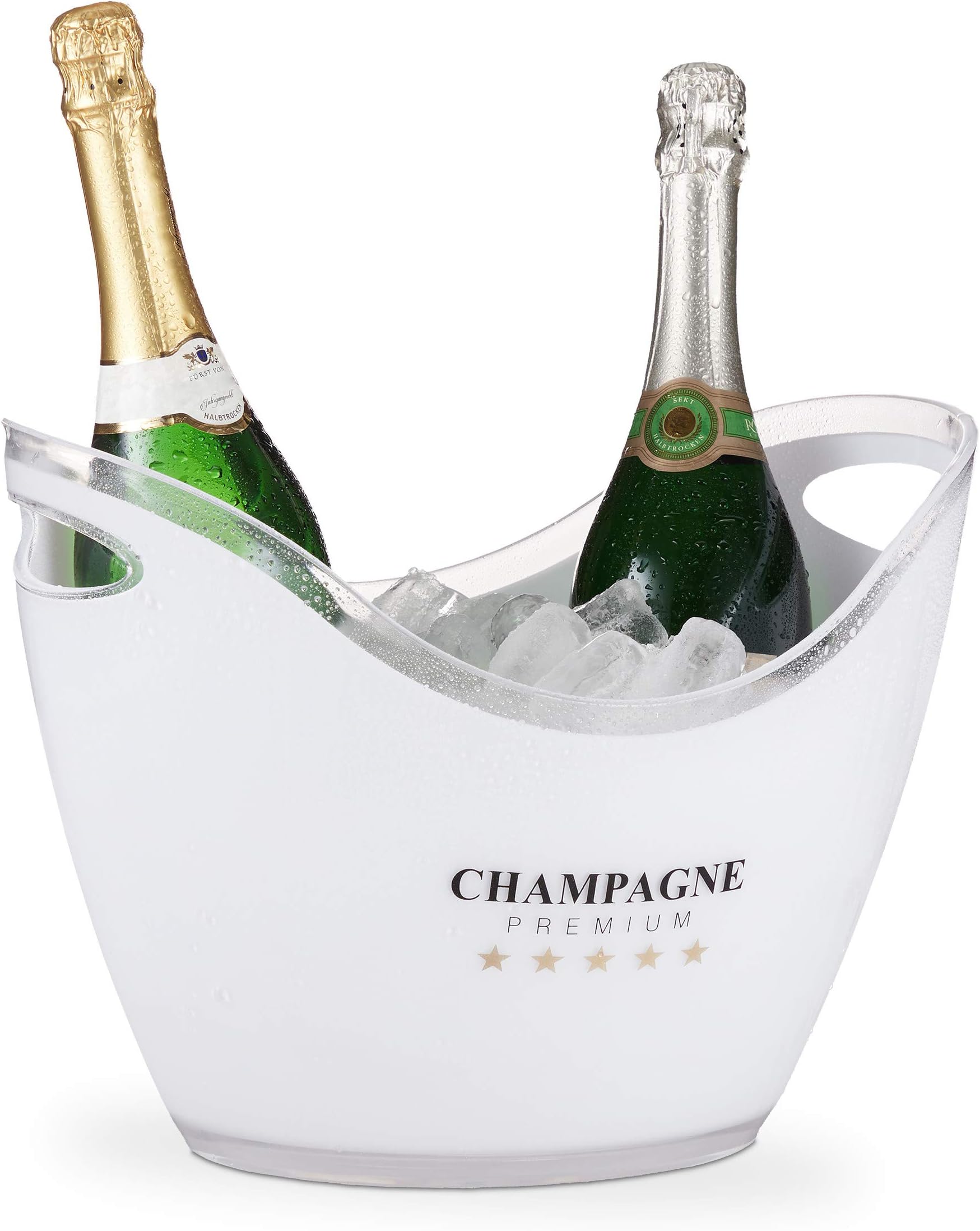 Relaxdays 10028655 Champagne Cooler Champagne Premium 6 L Volume Cooling Drinks Champagne Cooler H x W x D: 25.5 x 34.5 x 26 cm White
