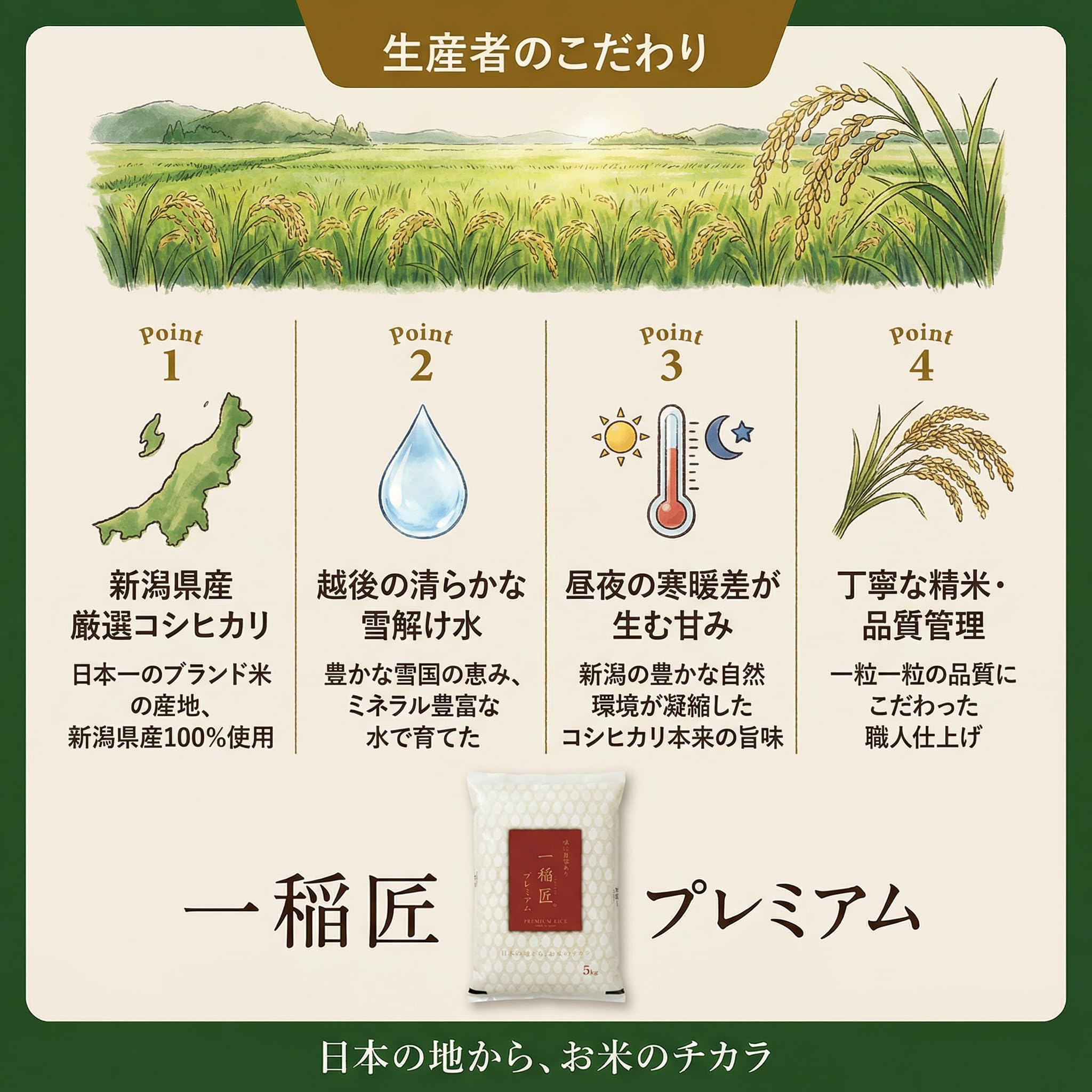 Amazon.co.jp: 一稲匠プレミアム 新潟県産 コシヒカリ 白米 5kg、令和7