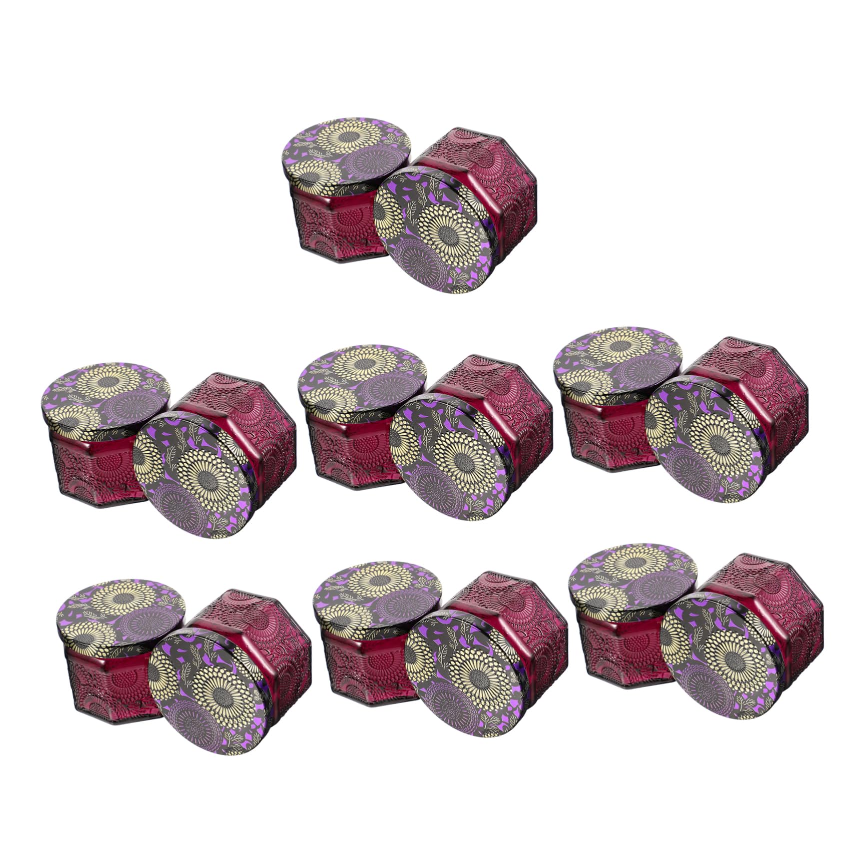 ULDIGI 14pcs Embossed Glass Candle Jars with Lids Round Storage Containers for Candle Decor Tea and Craft Supplies and High-Temperature Resistant Design