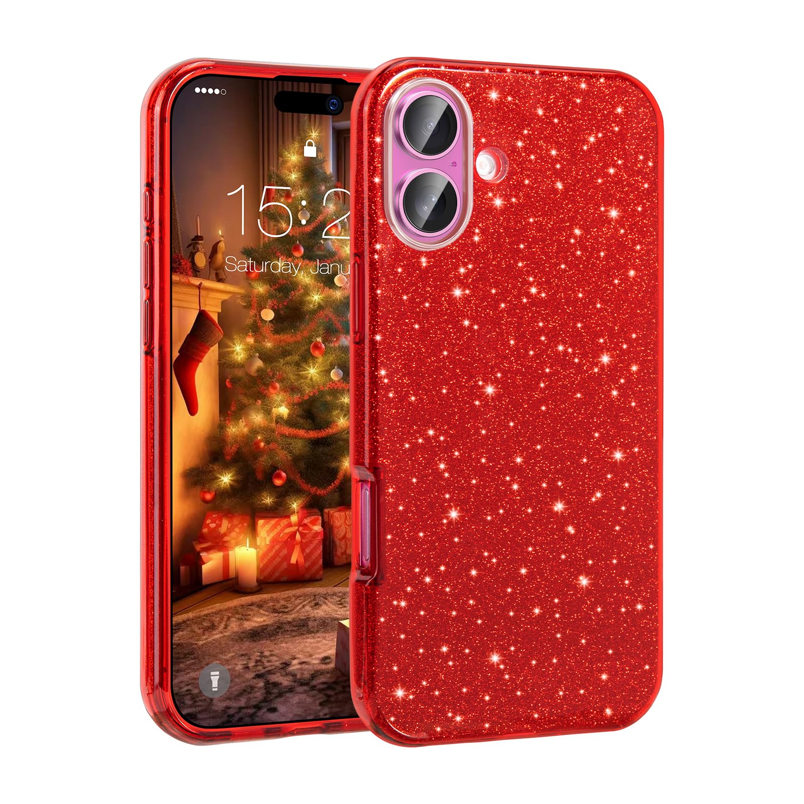 MATEPROX Compatible with iPhone 16 Plus Case, Glitter Bling 3-Layer Shockproof Anti-Scratch Cover 6.7'' for Girls Women,Trendy Sparkle Protective
