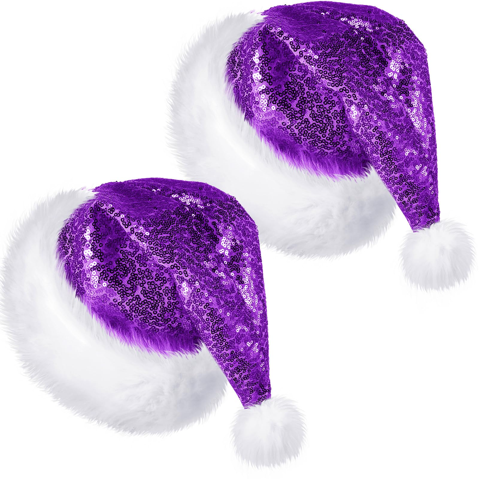SATINIOR Lot de 2 chapeaux de Père Noël unisexe en tissu avec doublure confortable et bord en peluche pour adulte