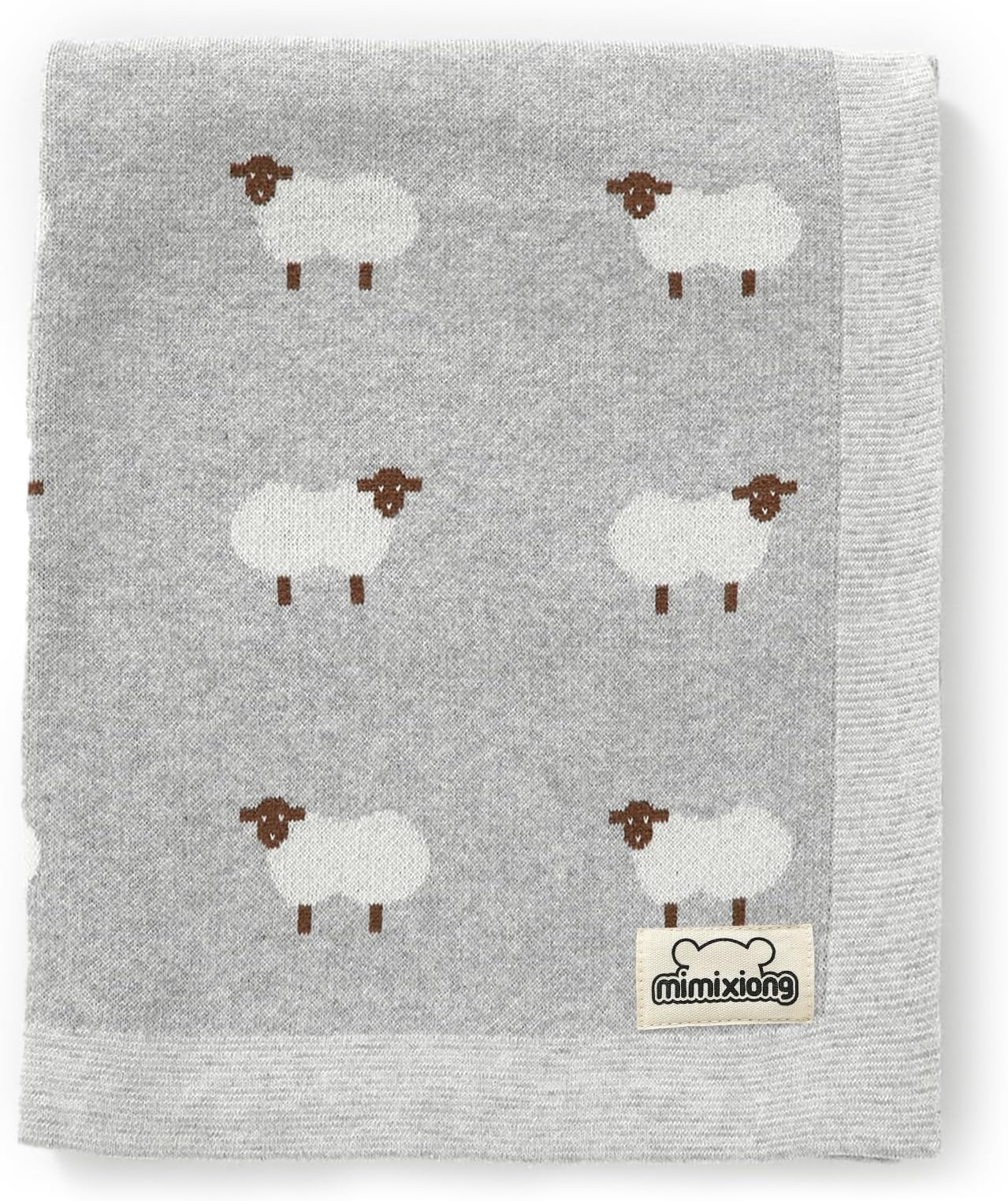 100% Cotton Baby Blanket Knitted Double Layer 80 x 100cm for Newborn Baby (Grey)