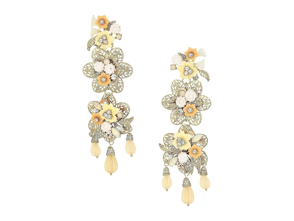 

Marchesa Force of Nature Chandelier Floral Earrings (Gold/White) Earring