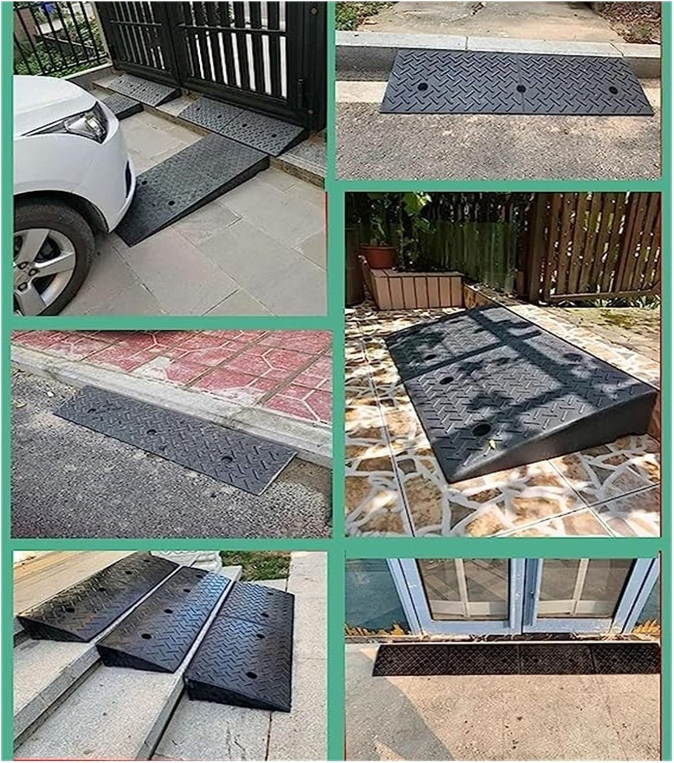 Rampy antypoślizgowe Gumowa rampa krawężnikowa na drzwi samochodu – przenośna rampa dla samochodów, wózków inwalidzkich i rowerów(50x80x22cm)
