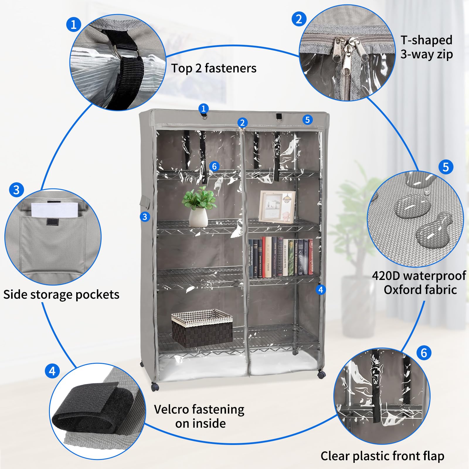 Covered Weatherproof Racks Waterproof Wire Rack Cover Storage Shelf Cover With Zippered Access ...