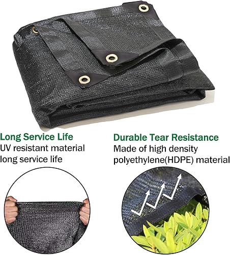Miniatura 2 de Toldo de tela de alta densidad 90% negro de 6 x 14 pies, toldo de malla con borde sellado con ojales para patio de jardín, 12 piezas de cuerdas