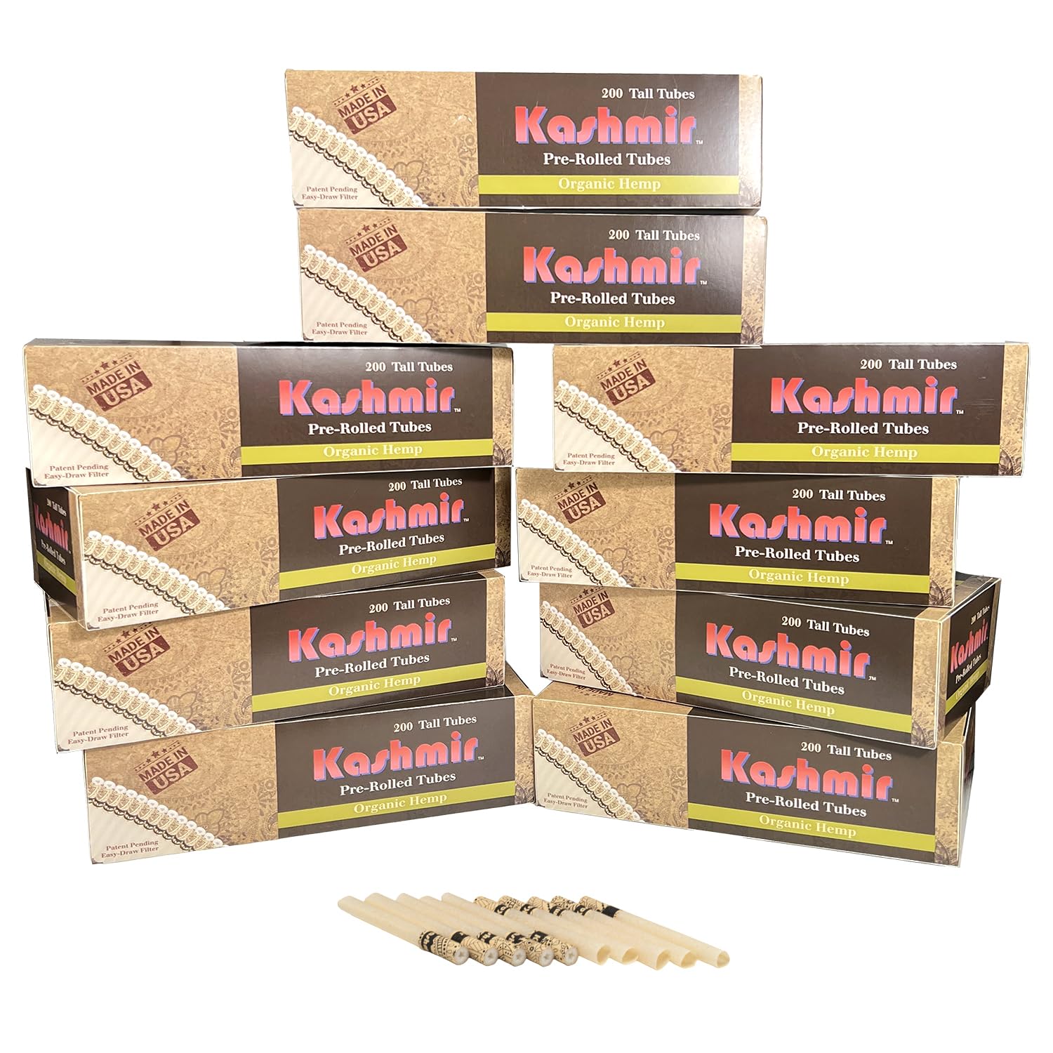 Organic Cigarette Tubes 100mm– 2000 Count (10 Boxes of 200) – Pre-Rolled Tubes with Patent-Pending Filter – Smooth Draw, Clean Burn, No Tearing – Vegan, Gluten-Free, USA Made – Fits Most