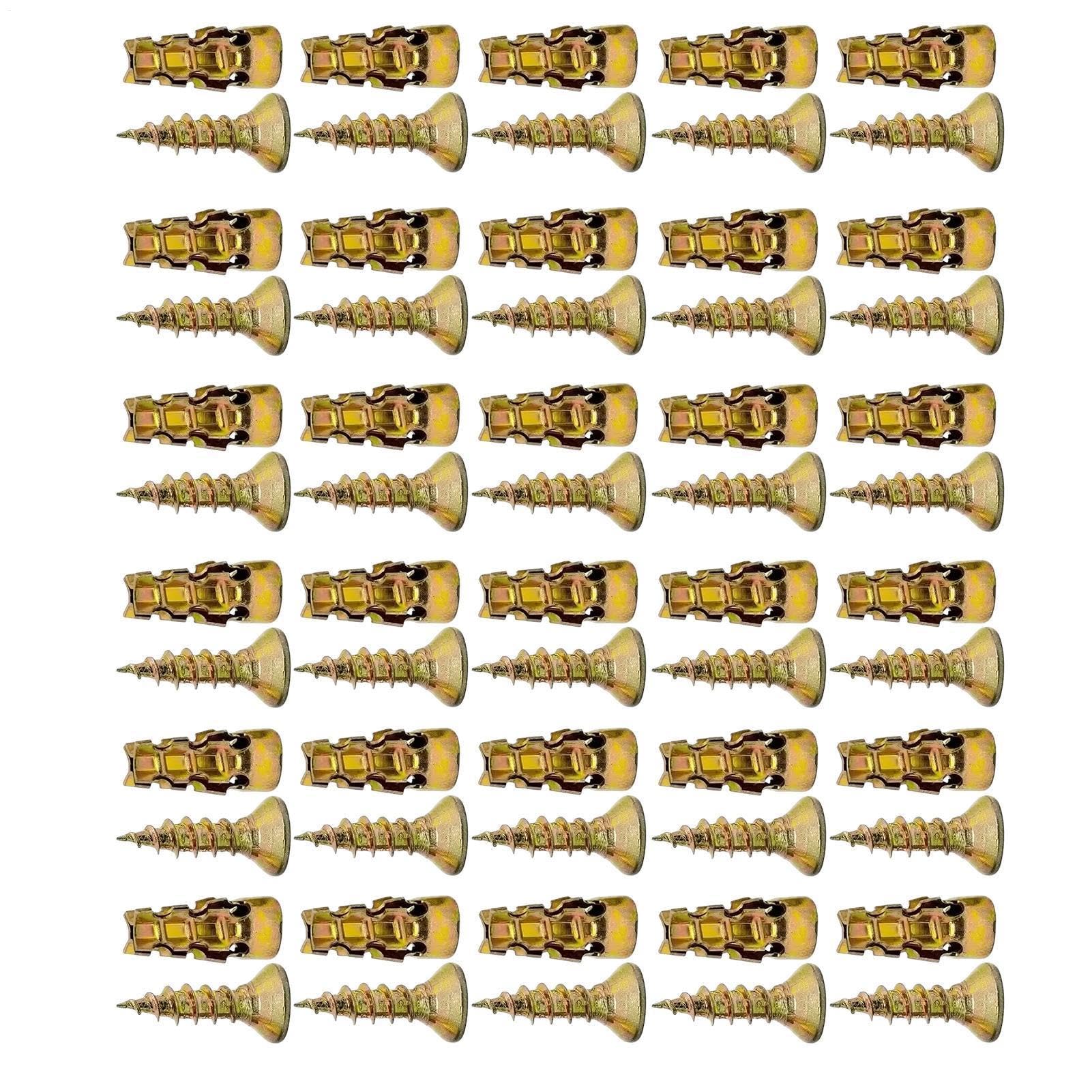 Juego de tornillos de expansión cortos | Suministros de bricolaje de acero al carbono – Juego de tuercas de expansión, para azulejos, piedra, madera, hormigón, paredes huecas, placas de yeso, puertas
