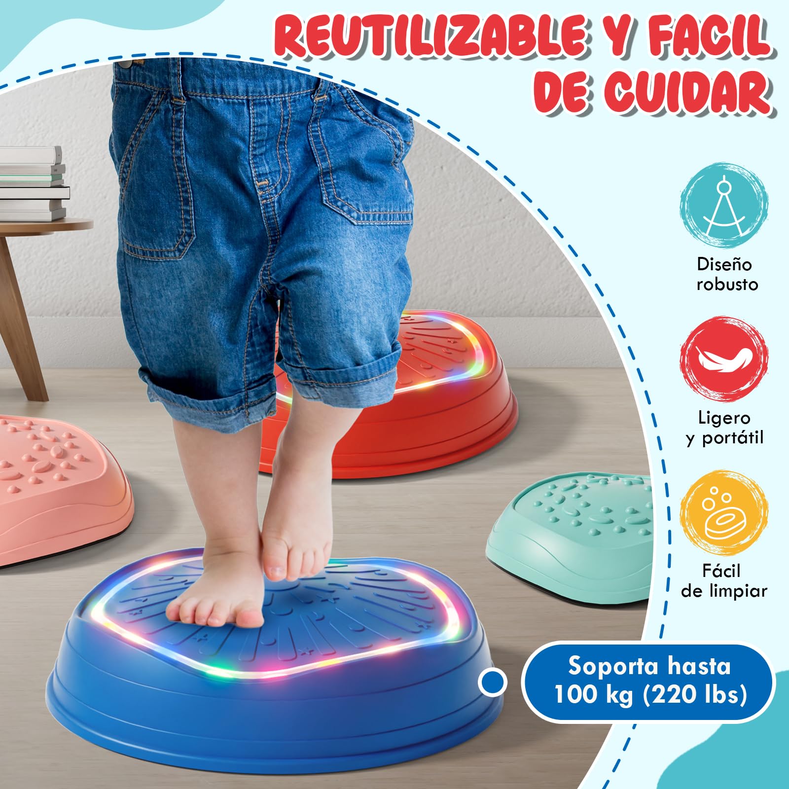 Lehoo Castle Piedras de Equilibrio para Niños, Antideslizante Piedras de Paso para Niños, Juego de Equilibrio Exterior, Desarrollo Sensorial y Coordinación, Curso de Obstáculos