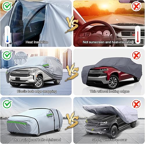 Miniatura 6 de TUCAREST 6 capas de alta calidad, cubierta rígida para automóvil, diseño de cremallera, impermeable, resistente a la intemperie, protección solar