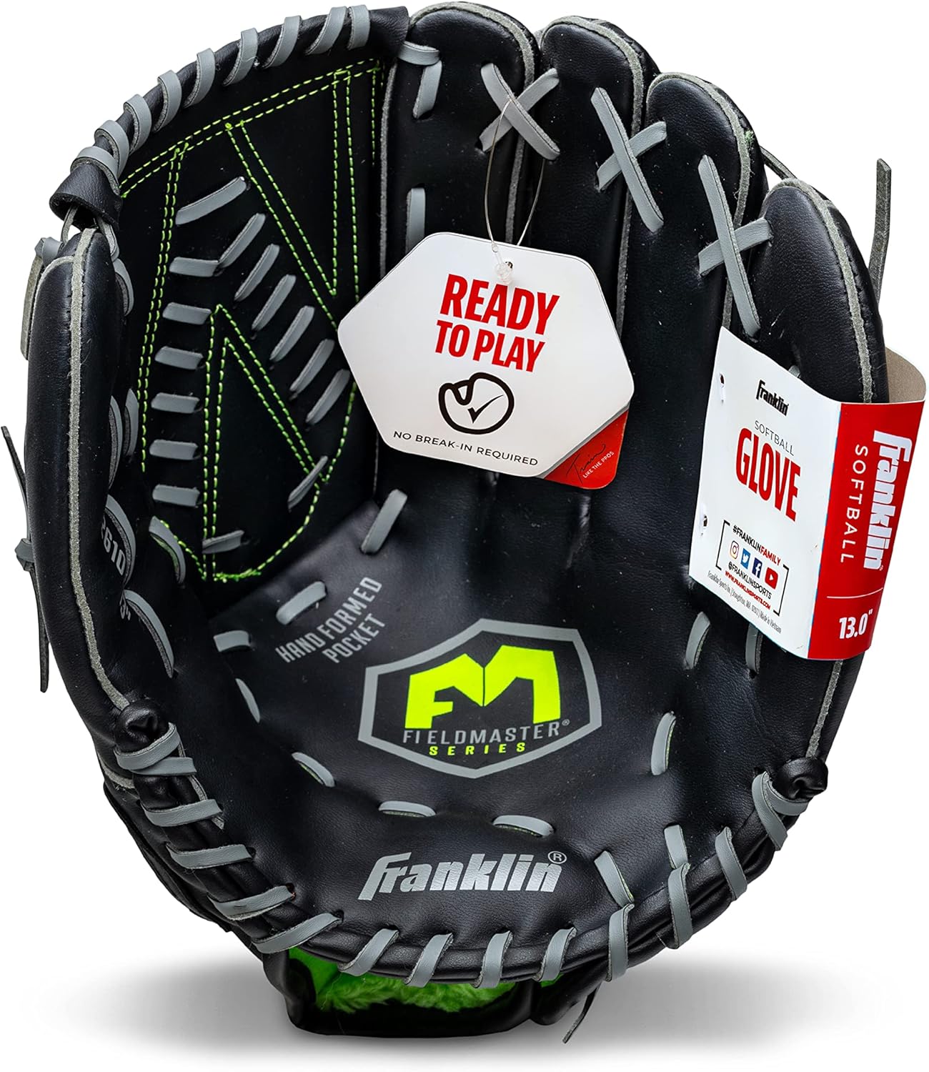 Franklin Sports Field Master Baseball + Softball Glove - Field Master Adult + Youth Baseball + Softball Mitt - Men's + Women's Gloves - Right Hand Throw