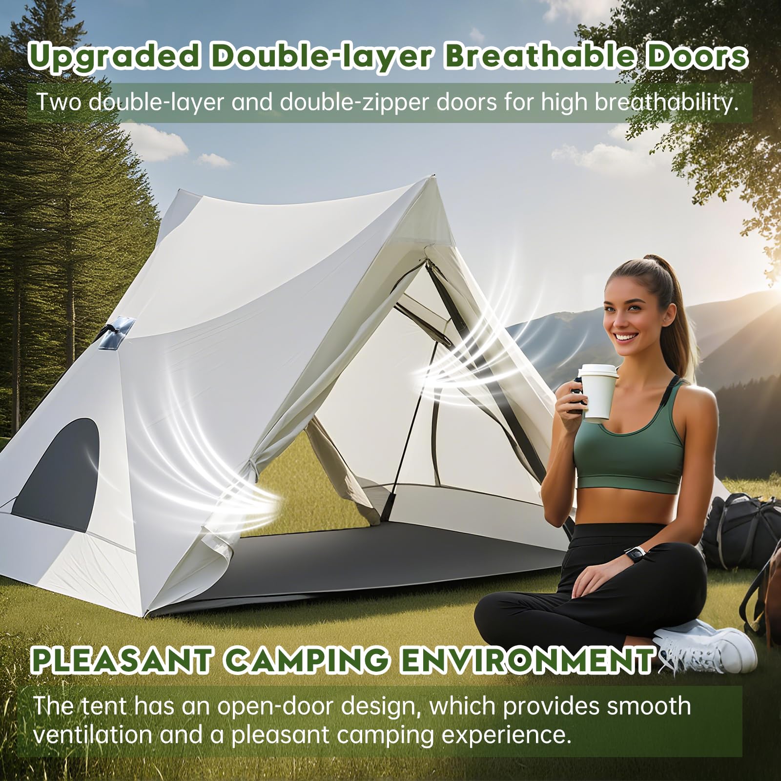 Thinlute 2/3 Person Beach Tent Sun Shelter, UPF 50+ Easy Setup A-Frame Canopy, Portable Pup Cabana, Waterproof Lightweight Beach Shade Tents for Hiking, Camping, Fishing