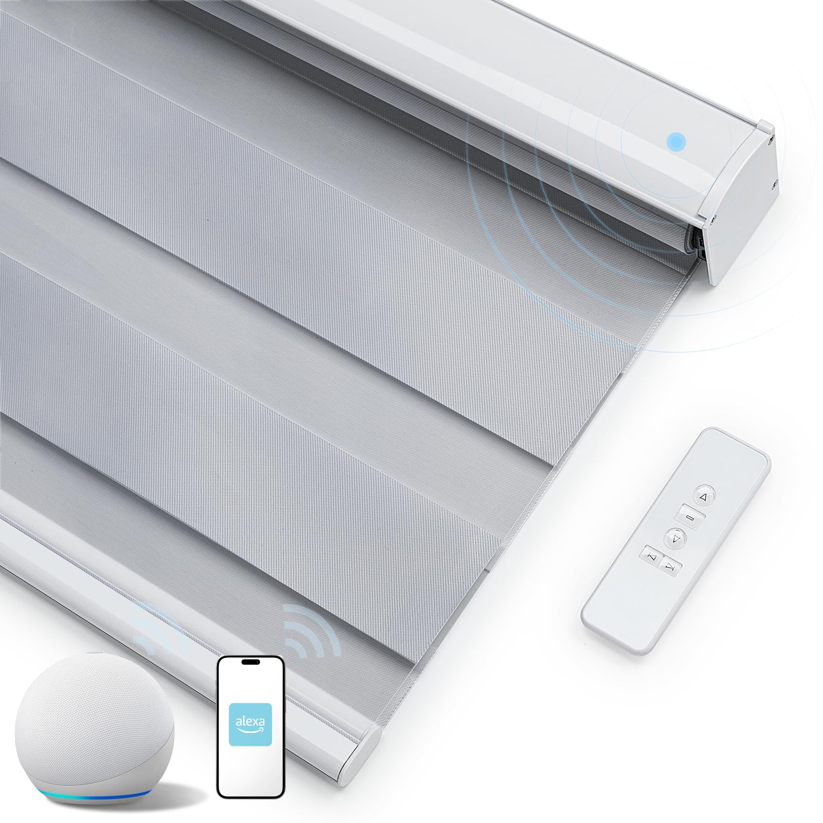 Motorized Zebra Blinds for Windows Smart Windows Blinds with Remote Control Light Filtering Smart Blinds Compatible with Alexa