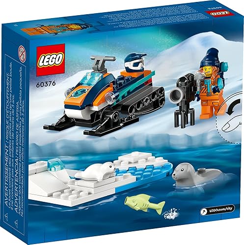 Miniatura 6 de LEGO City Arctic Explorer 60376 - Juego de juguetes de construcción de motos de nieve con minifiguras y 2 figuras de sello para un juego de rol
