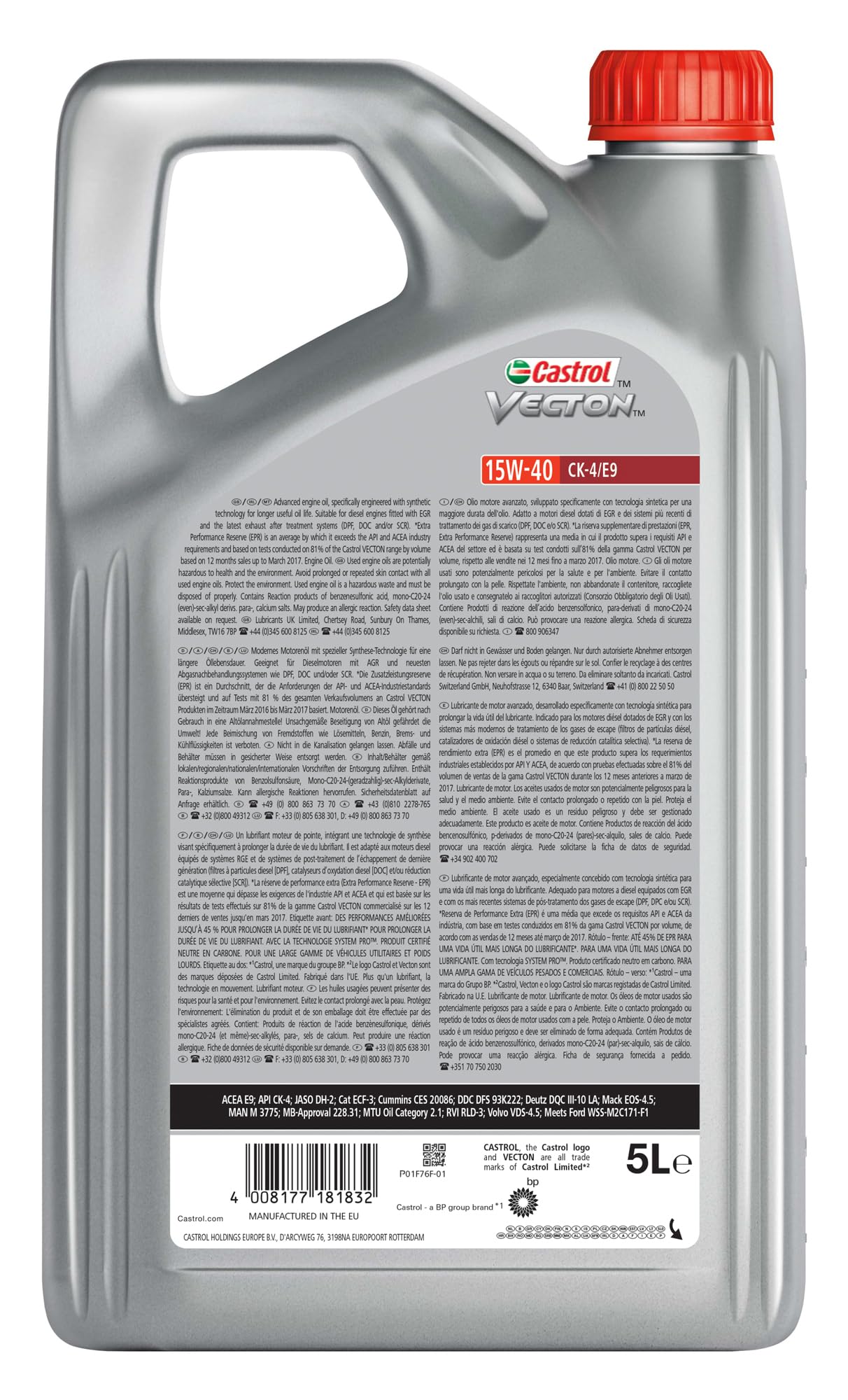 Vecton 15W-40 CK-4/E9 Aceite de Motor 5L