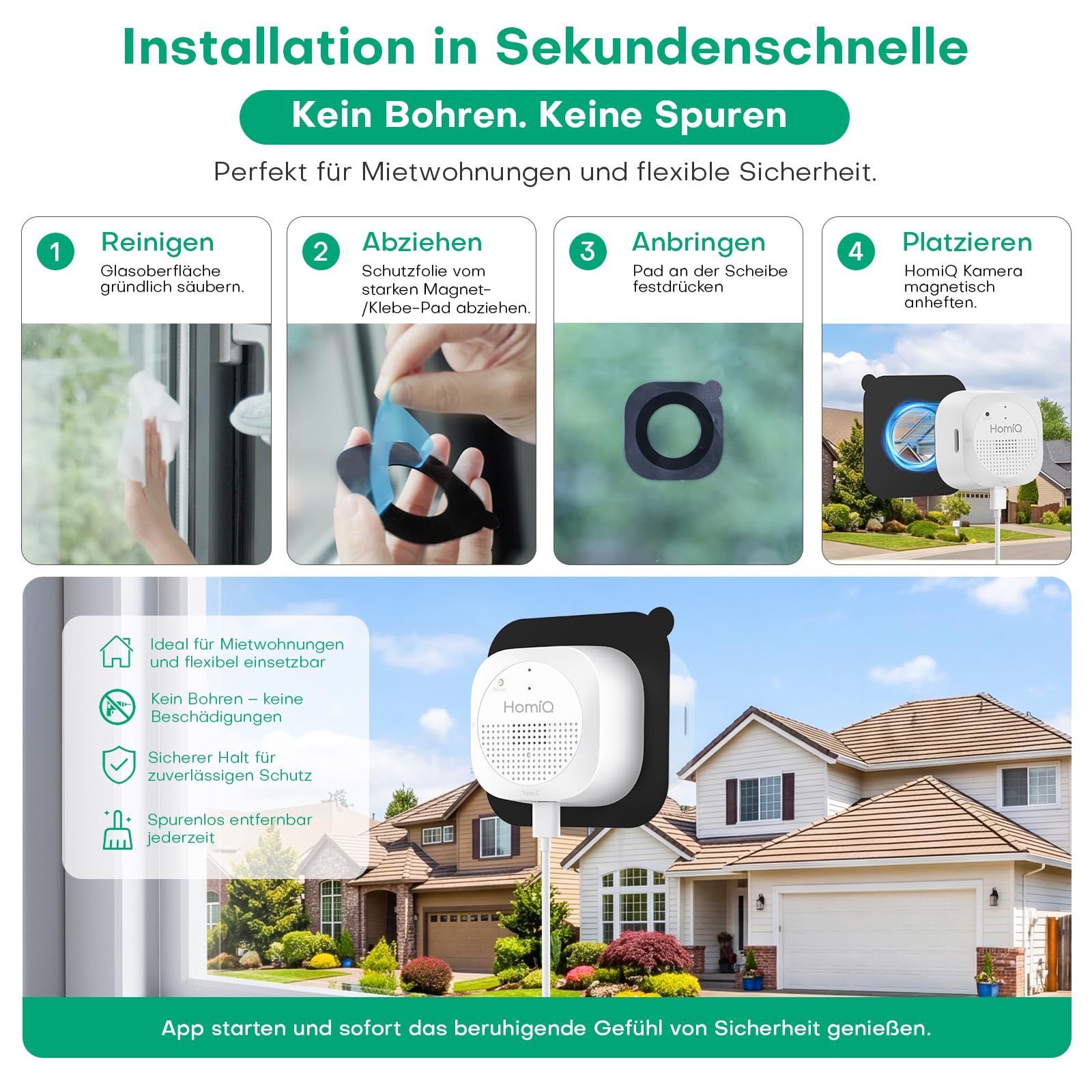 5MP 3K Fensterkamera Innen mit Farb-Nachtsicht, Ohne Bohren, 2,4&5GHz WLAN，Innenkamera, Blendschutz & Antireflex, 24/7 Aufnahme, Bewegungserkennung & App-Steuerung, Personen/Mietwohnungen