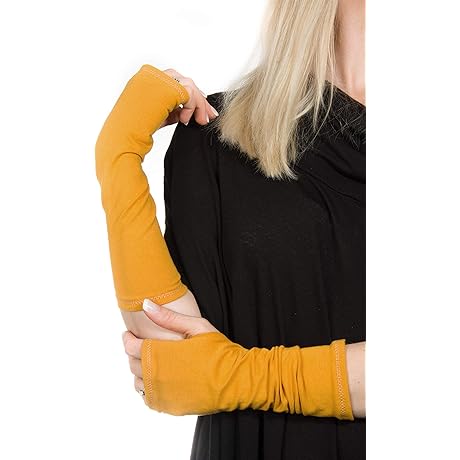 Yellow Long Jersey Fingerless Gloves for Women