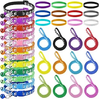 Juego de collar y correa de 36 piezas de hebilla de liberación rápida ajustable con estampado de pata de cachorro, juego de collar y correa de perro, material de nailon suave, adecuado para perros