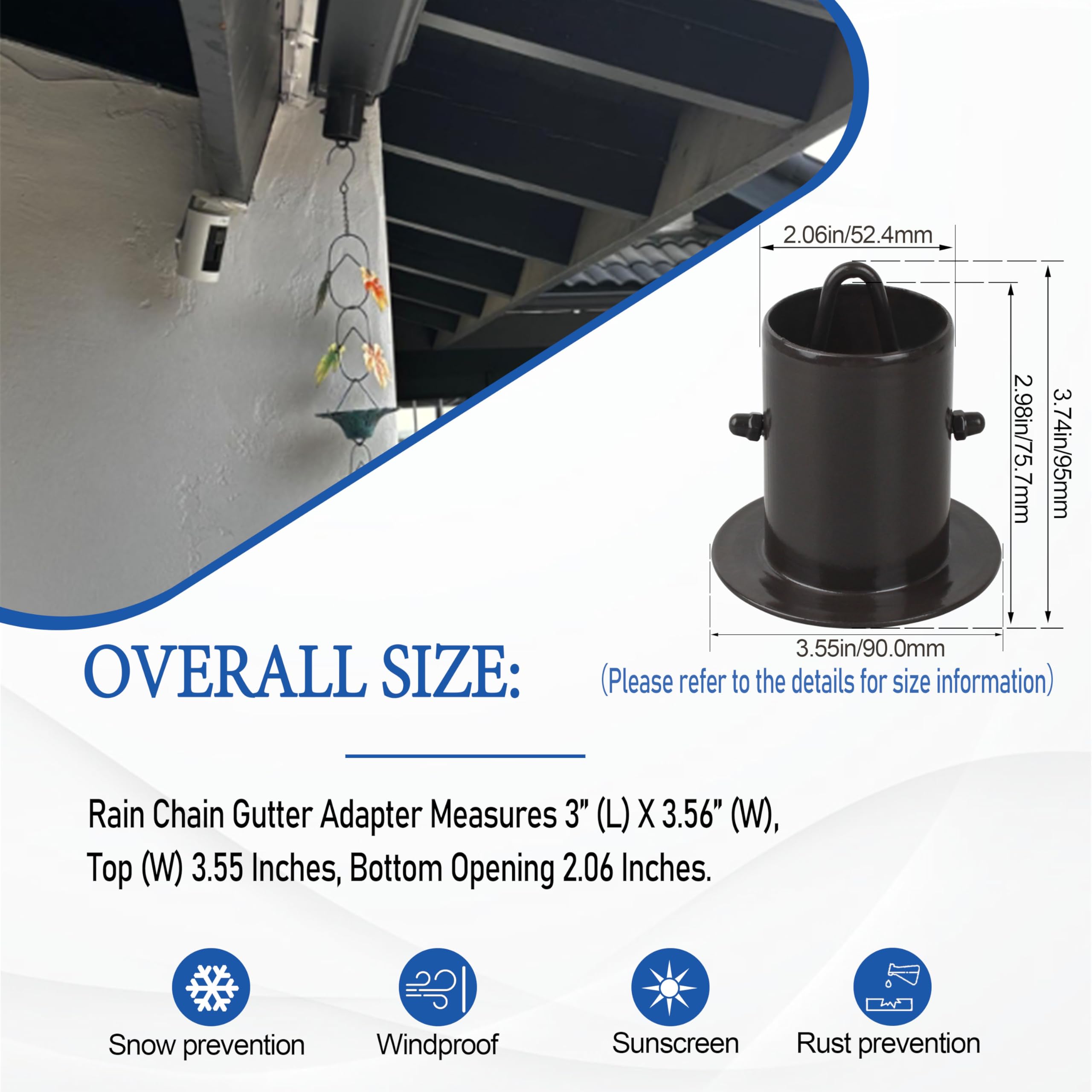 Rain Chain Gutter Adapter Gutter Rain Chain Adapter Downspout Connector ...