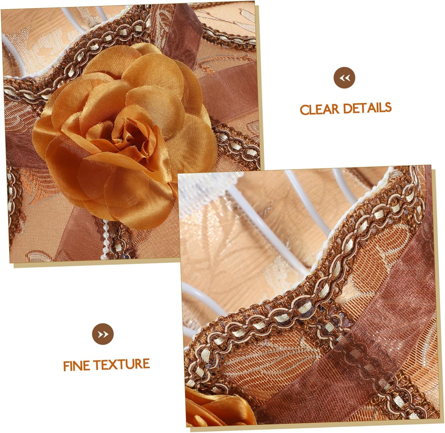 Vintage European Lampshade with Tassel Fringe Retro Cloth Lamp Cover for Table and Floor Lamps Victorian Style Bedside Light Shade with Scalloped Beaded Lace Frame for Cozy Ambient