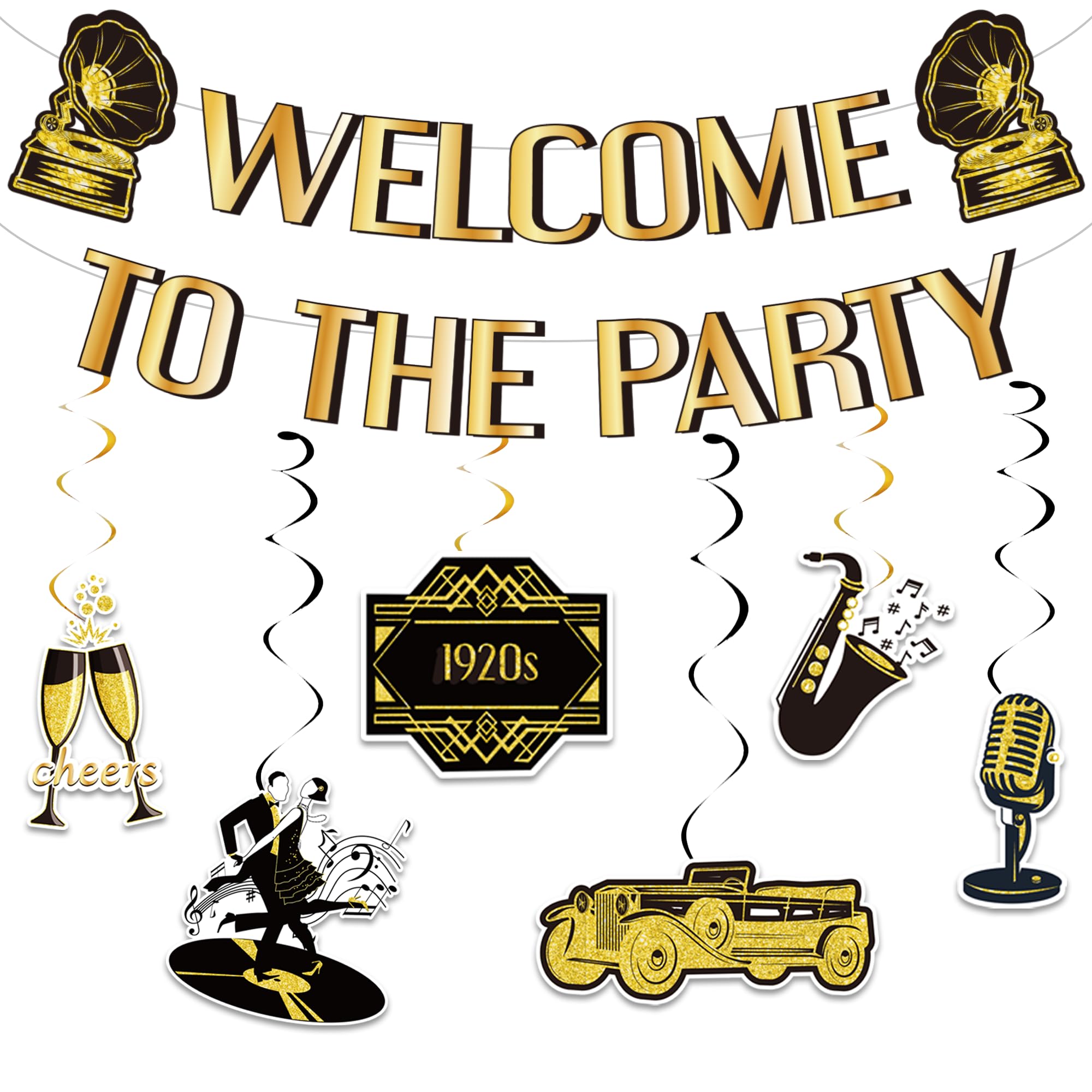 Roaring 20s Party Decorations, 1920s Vintage Weclome to the Party Banner